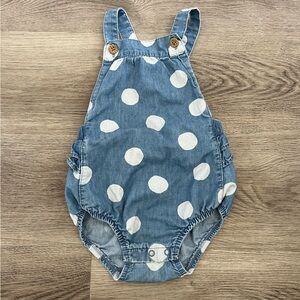 Carters Baby girl denim Jean polka dot romper size 24m
